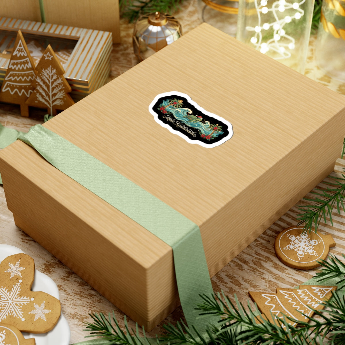 Mele Kalikimaka Christmas Wave Sea Turtle Sticker