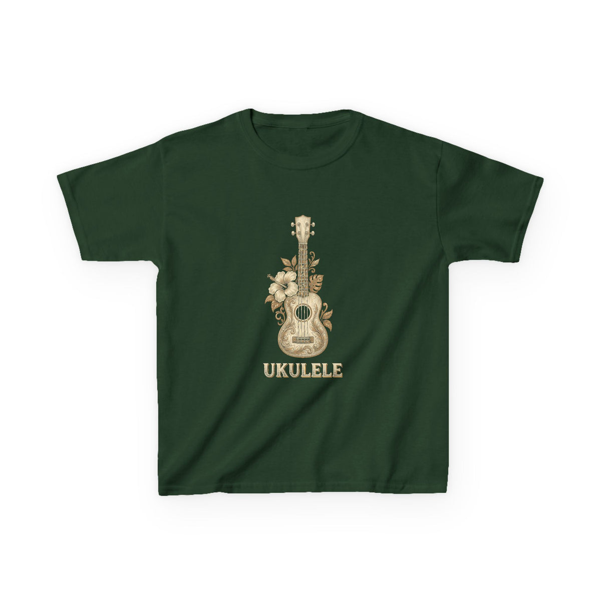 Vintage Ukulele Hawaiian Hibiscus Music Graphic Kids T-Shirt