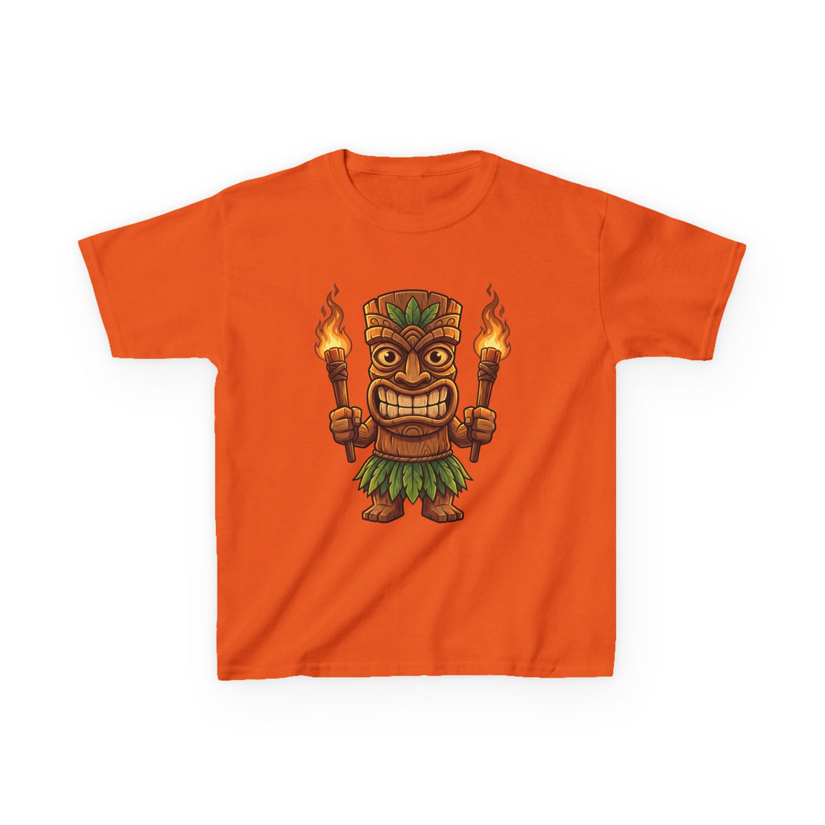 Tiki Warrior Hawaiian Luau Tropical Cartoon Graphic Kids T-Shirt