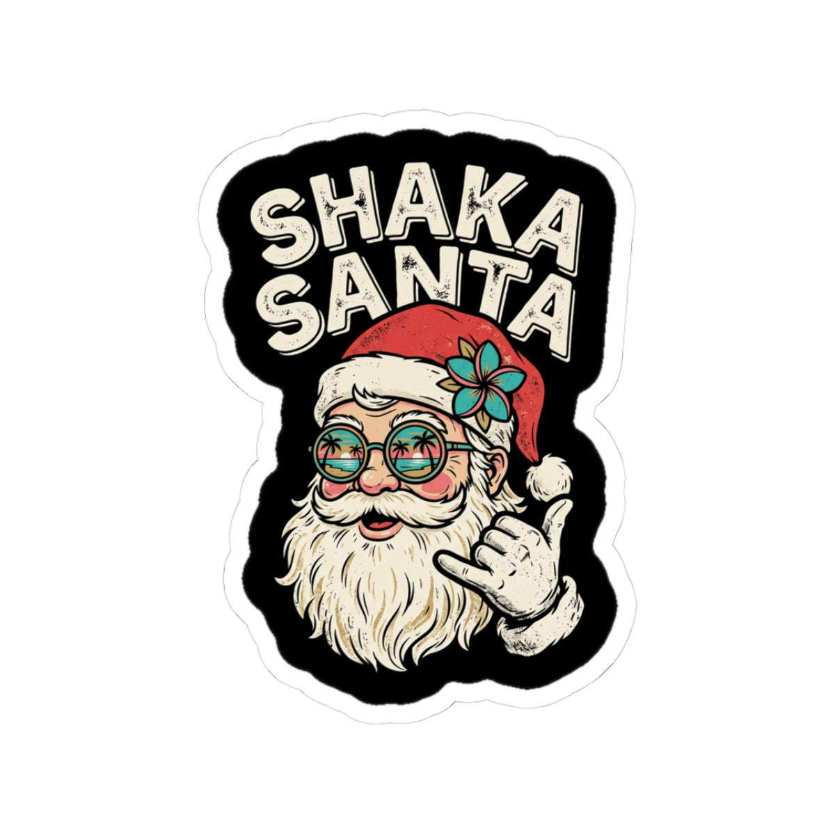 Shaka Santa Hawaiian Christmas Sticker