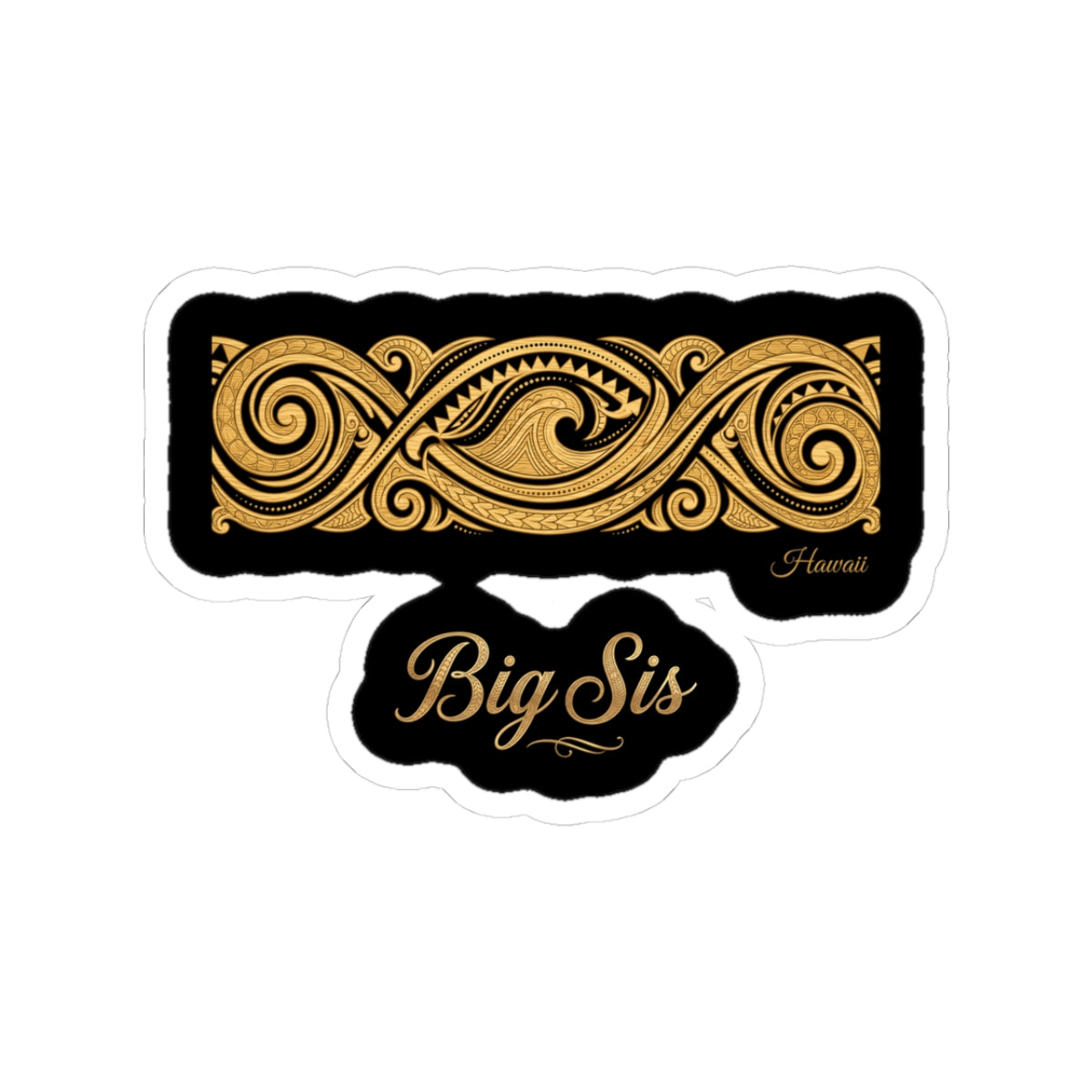 Hawaiian Tapa Wave Family Big Sis Sticker