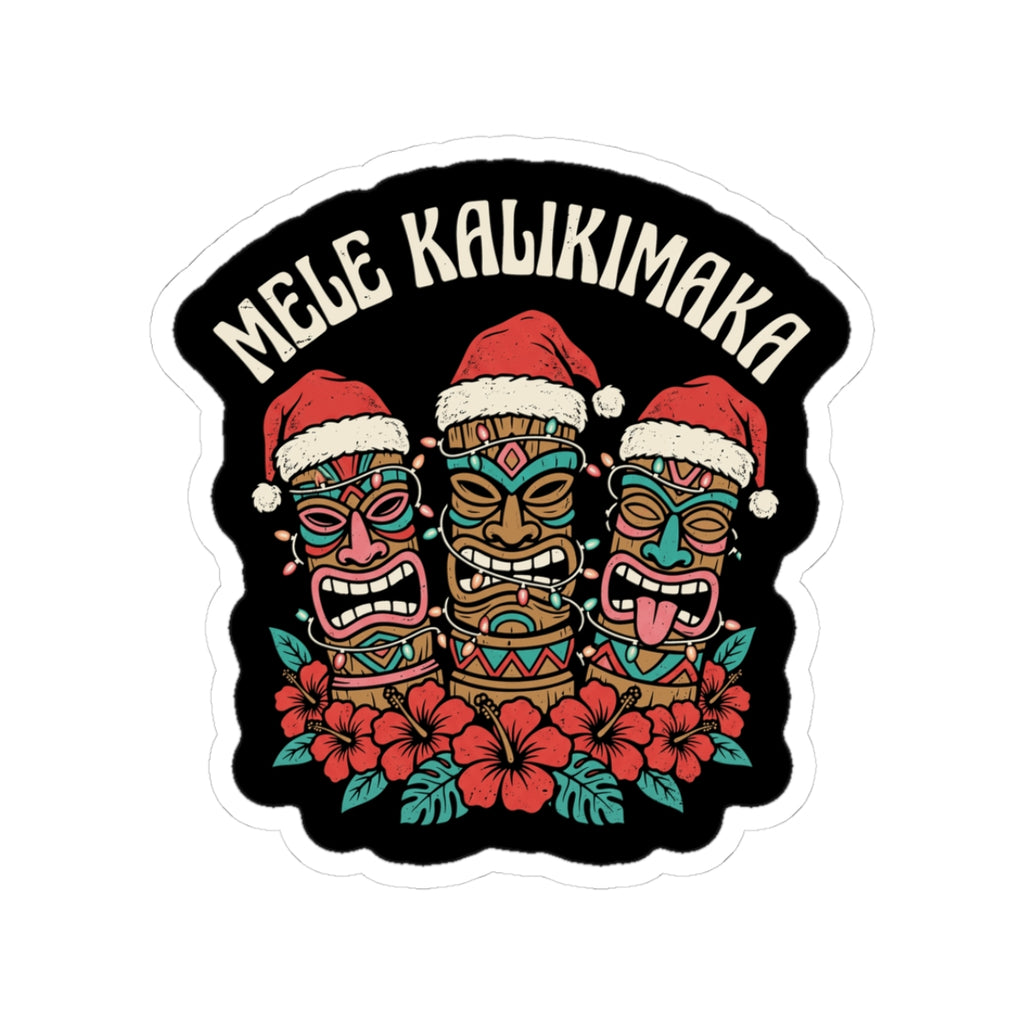 Mele Tikis Hawaiian Christmas Sticker