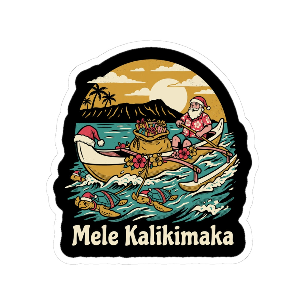 Honu Sleigh Hawaiian Christmas Sticker
