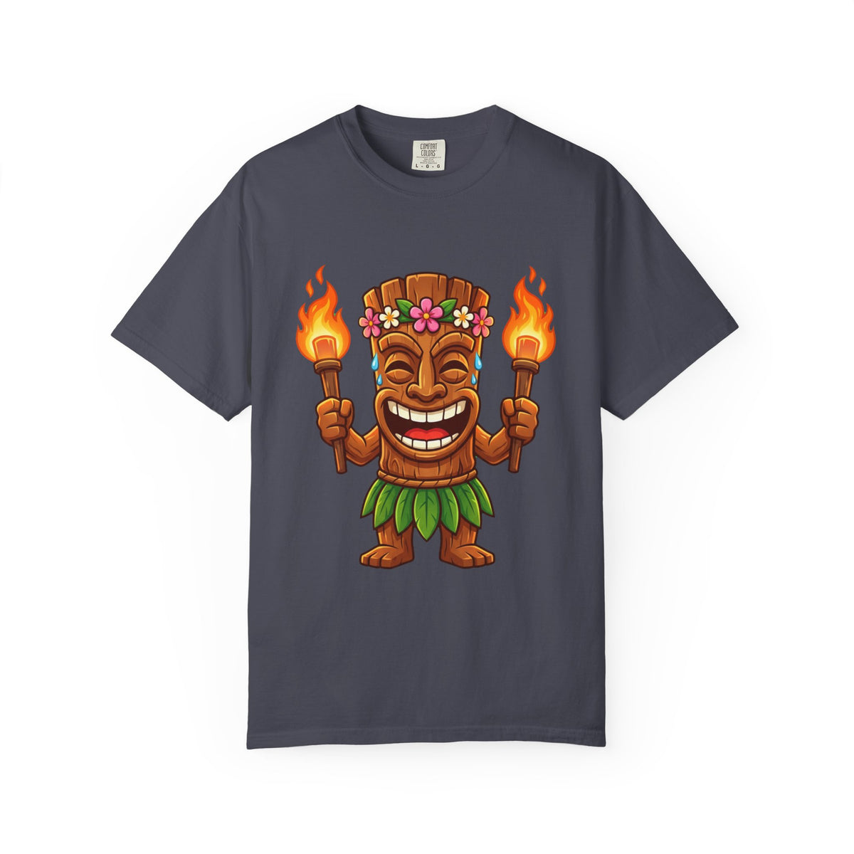 Tiki Man Hawaiian Luau Tropical Cartoon Graphic T-Shirt