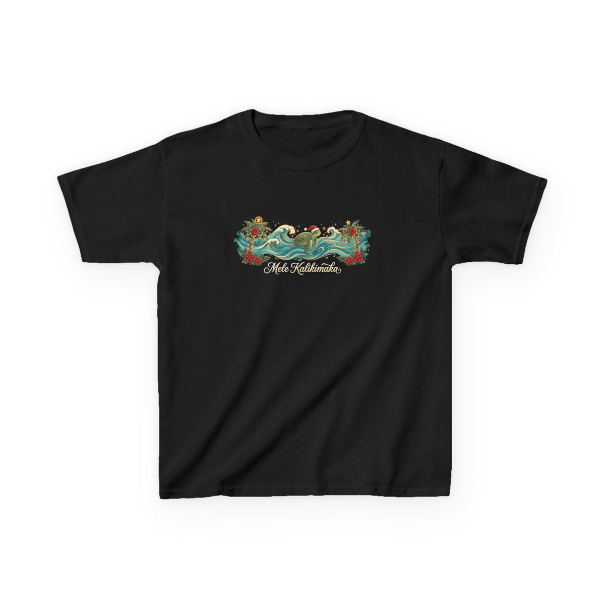 Mele Kalikimaka Hawaii Christmas Sea Turtle Wave Kids T-Shirt