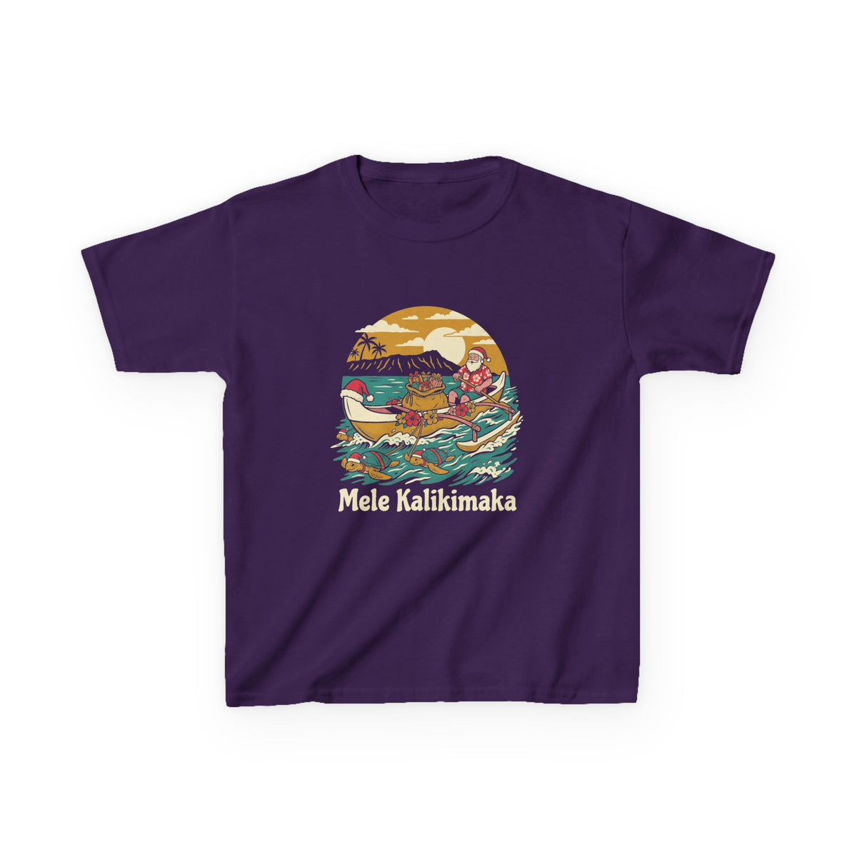 Honu Sleigh Hawaiian Christmas Kids T-Shirt