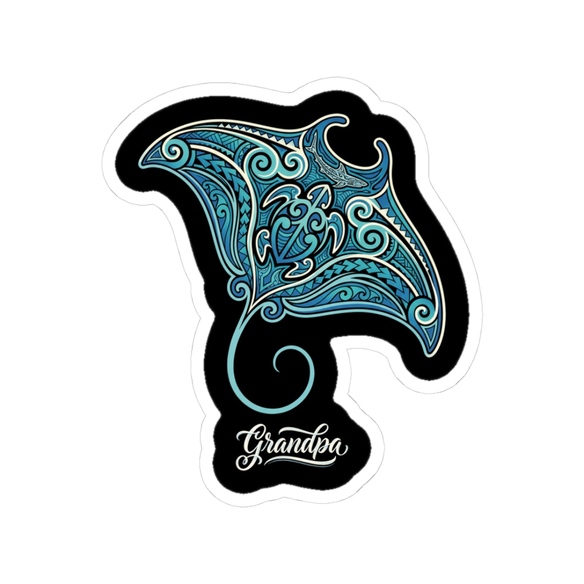 Polynesian Manta Family Grandpa Sticker