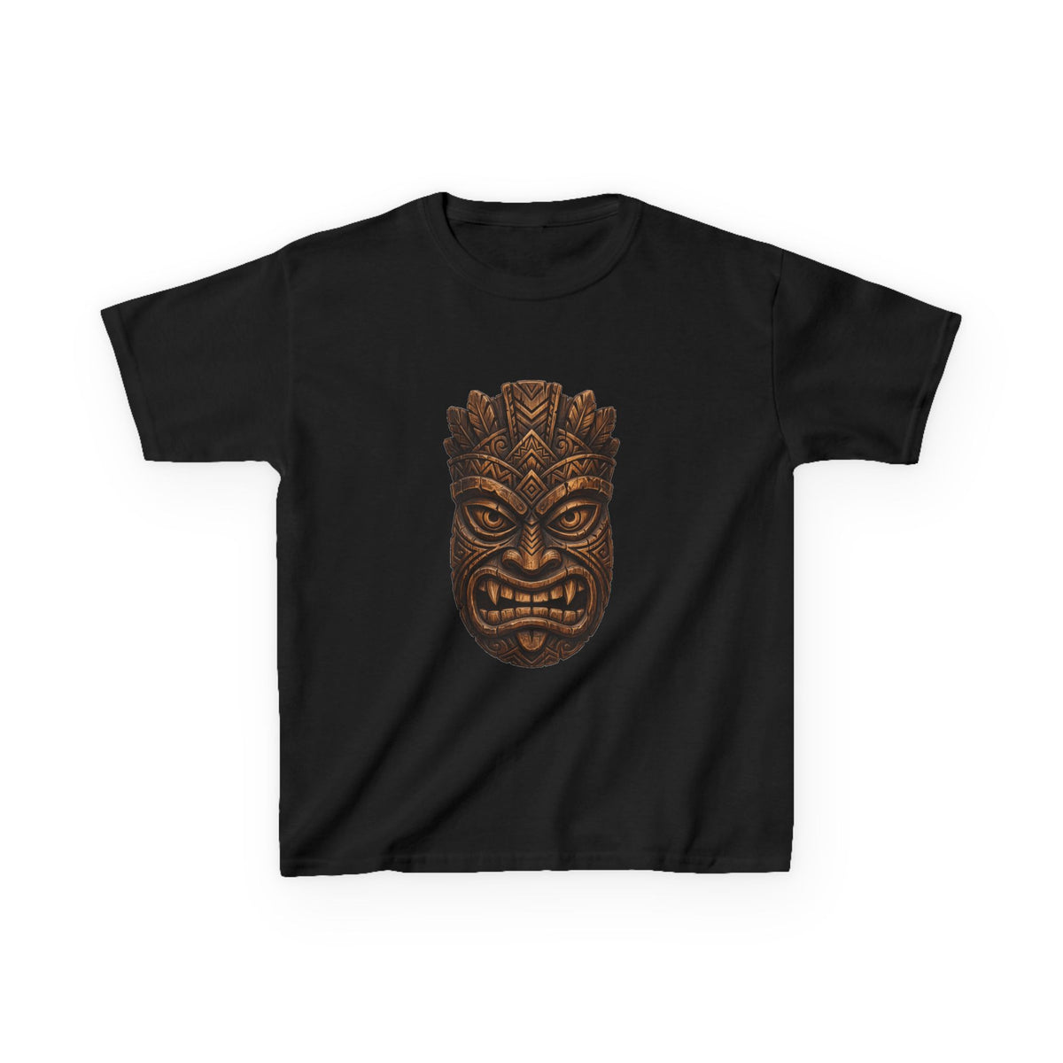 Carved Tiki Mask Hawaiian Tropical Graphic Kids T-Shirt
