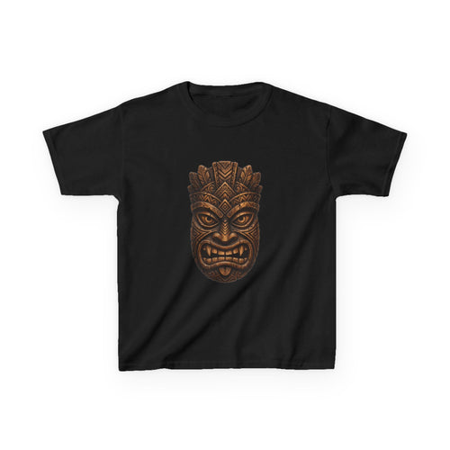 Carved Tiki Mask Hawaiian Tropical Graphic Kids T-Shirt