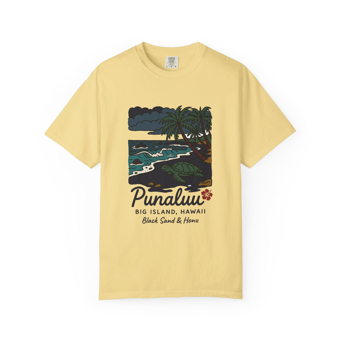 Punaluu Black Sand Beach Big Island Hawaii Vintage Travel Graphic T-Shirt