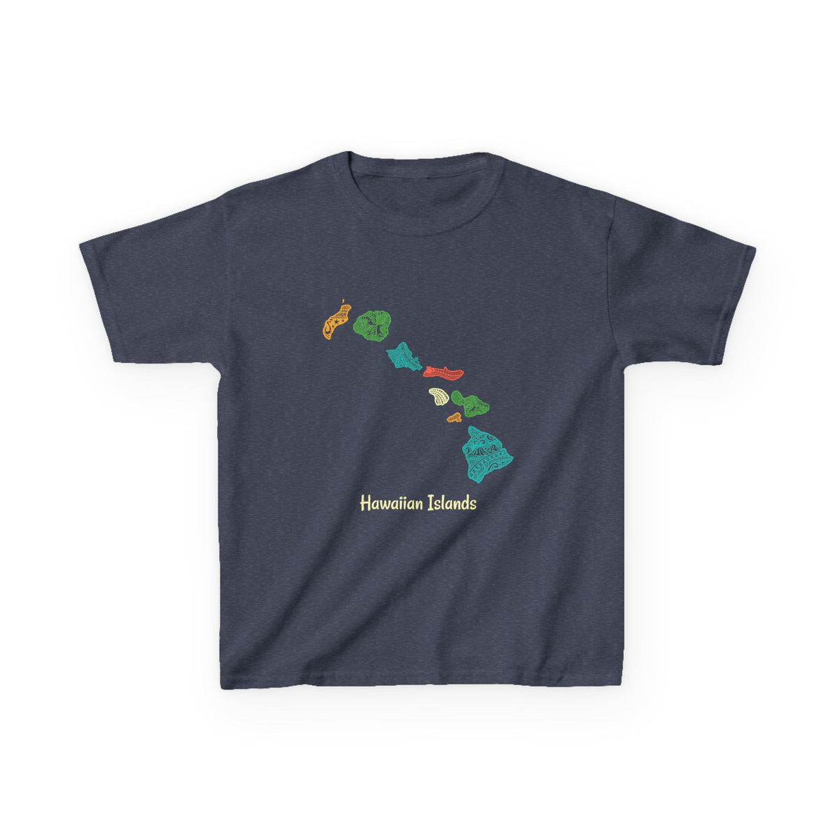 Hawaiian Islands Chain Map Minimalist Kids T-Shirt
