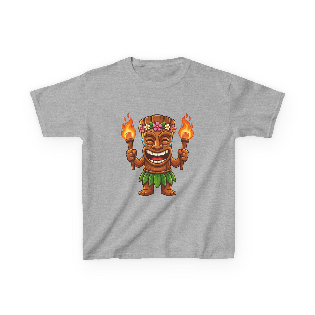 Tiki Man Hawaiian Luau Tropical Cartoon Graphic Kids T-Shirt