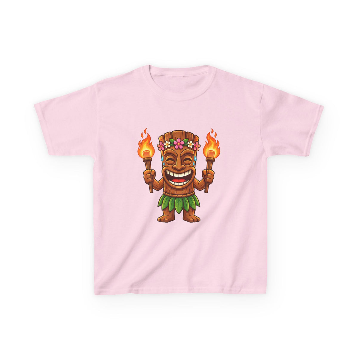 Tiki Man Hawaiian Luau Tropical Cartoon Graphic Kids T-Shirt