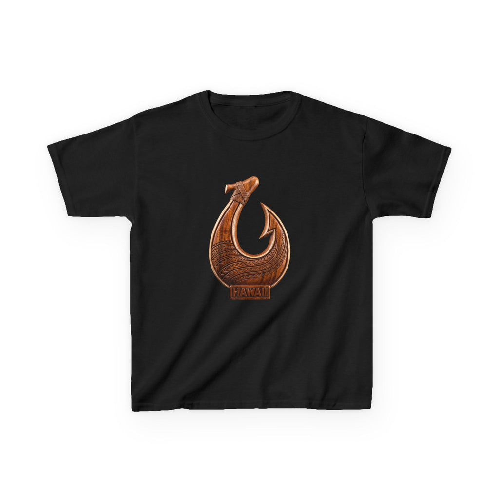 Makau Hawaiian Fish Hook Carved Wood Polynesian Kids T-Shirt