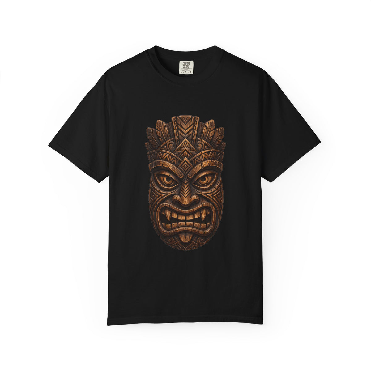 Carved Tiki Mask Hawaiian Tropical Graphic T-Shirt