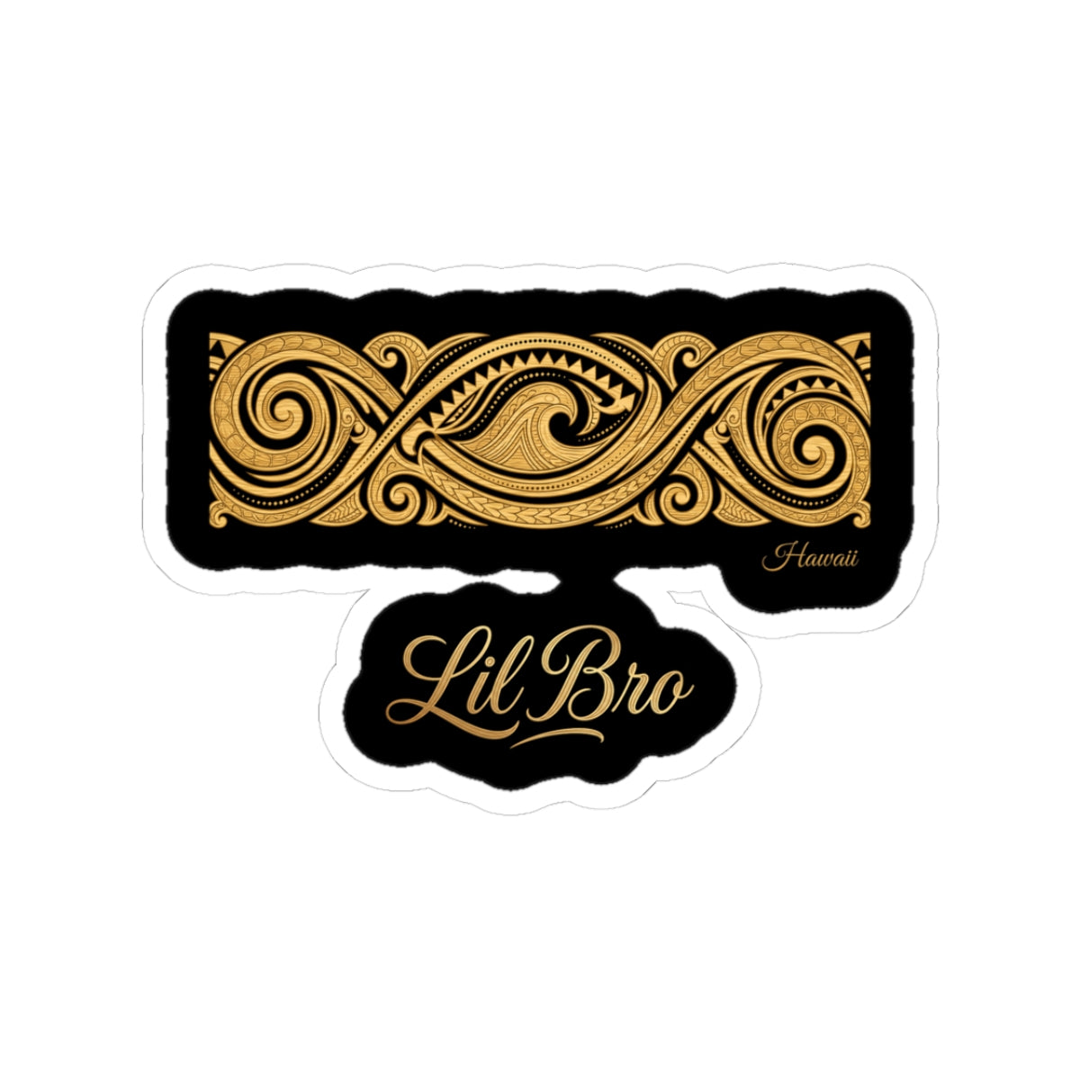 Hawaiian Tapa Wave Family Lil Bro Sticker