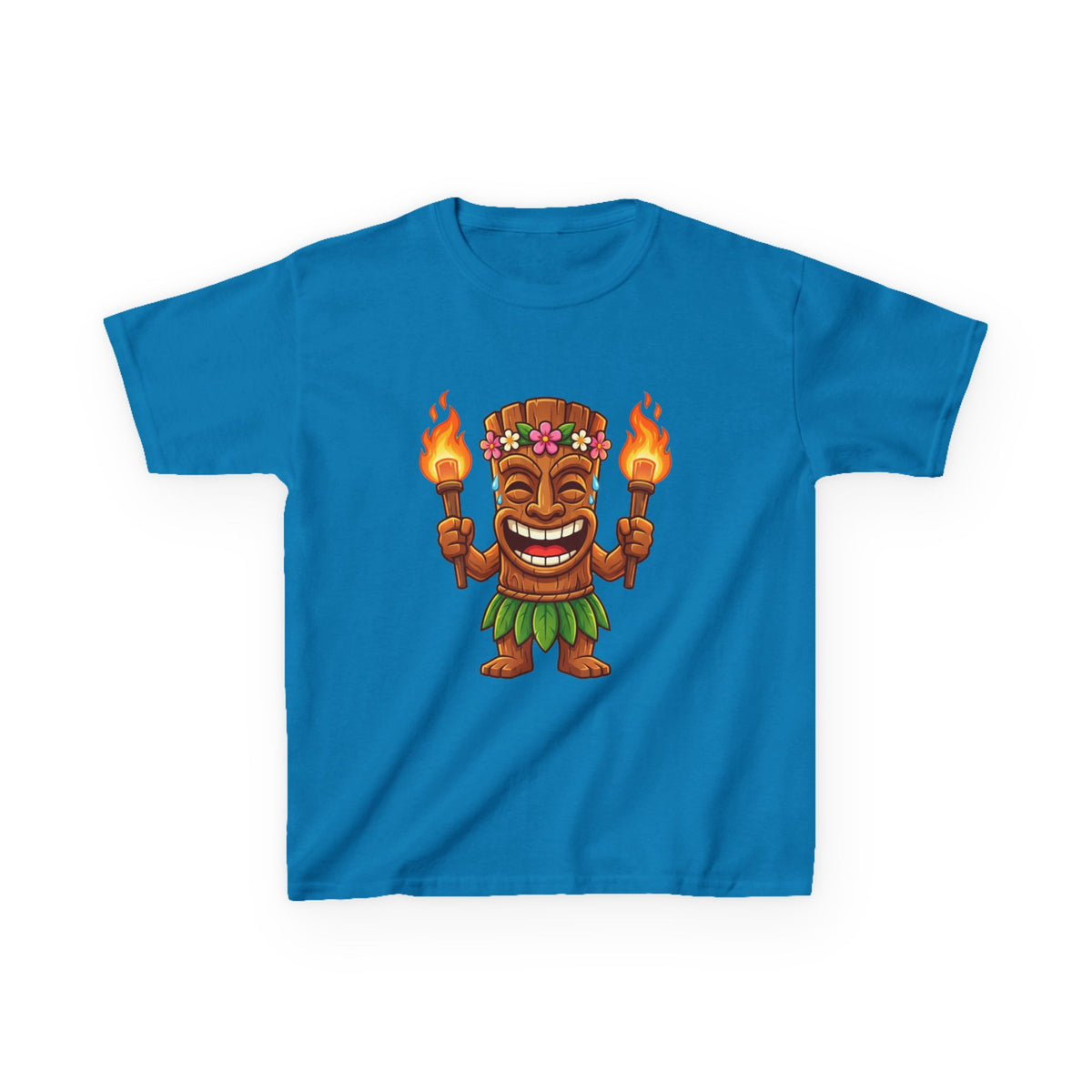 Tiki Man Hawaiian Luau Tropical Cartoon Graphic Kids T-Shirt