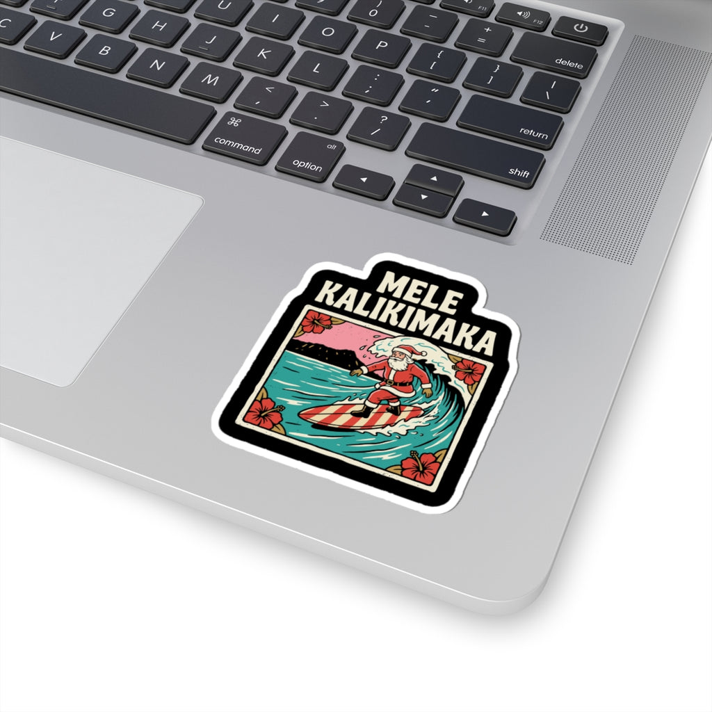 Mele Surf Hawaiian Christmas Sticker