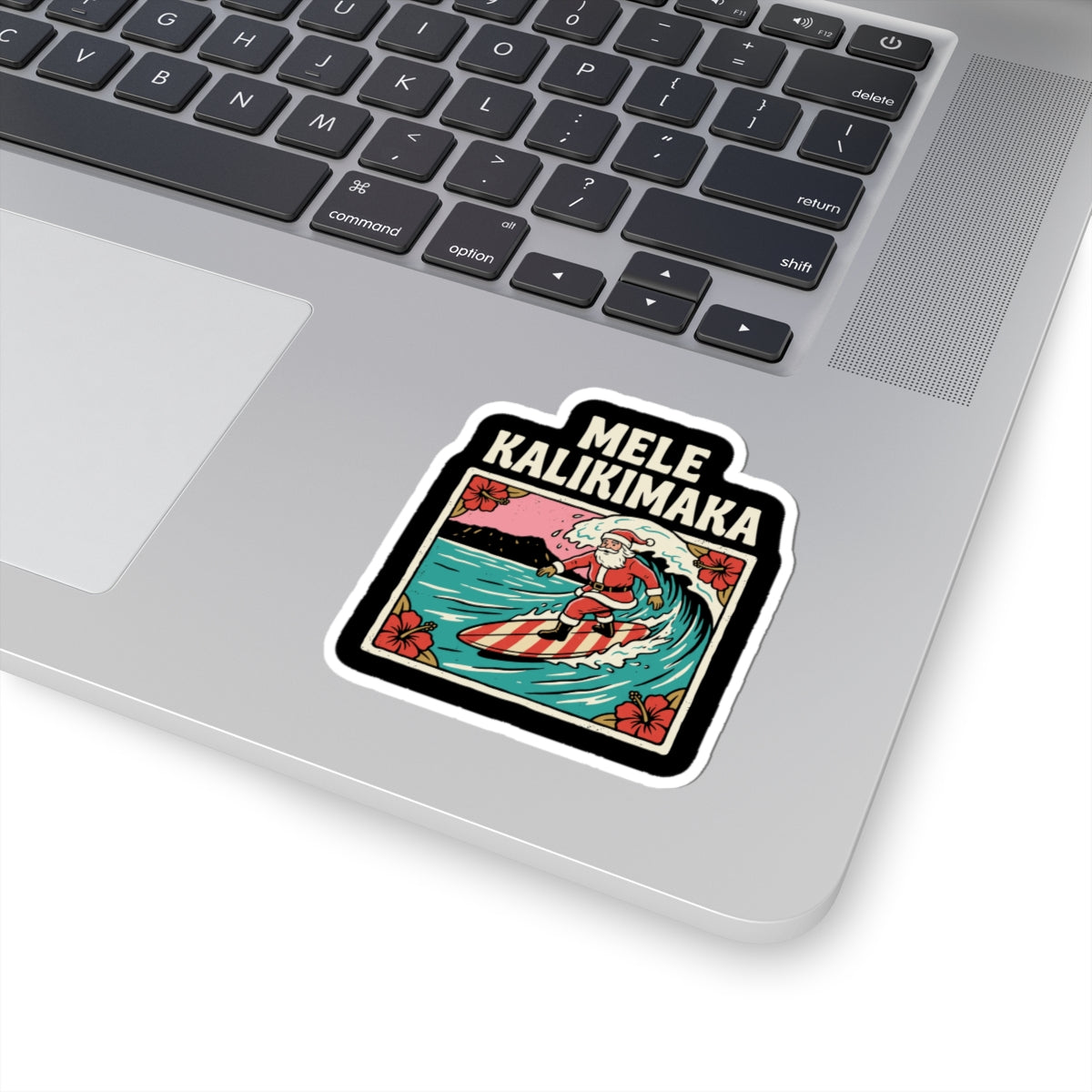 Mele Surf Hawaiian Christmas Sticker