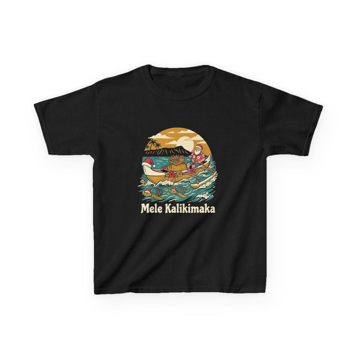 Honu Sleigh Hawaiian Christmas Kids T-Shirt