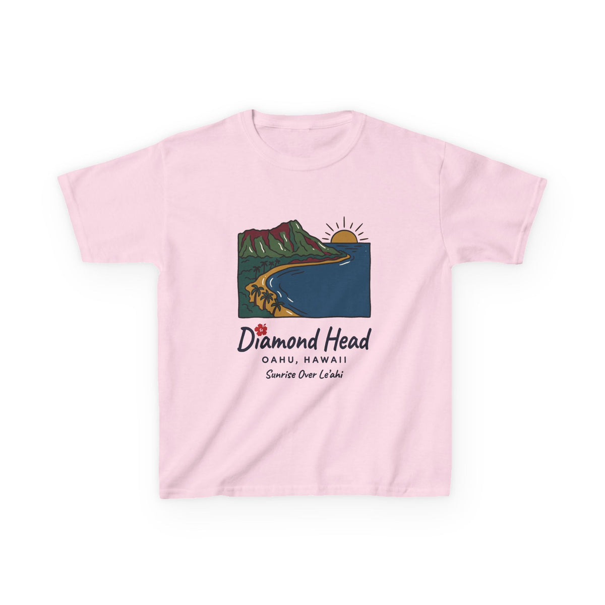 Diamond Head Oahu Hawaii Vintage Travel Graphic Kids T-Shirt