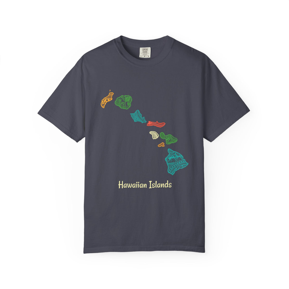 Hawaiian Islands Chain Map Minimalist T-Shirt
