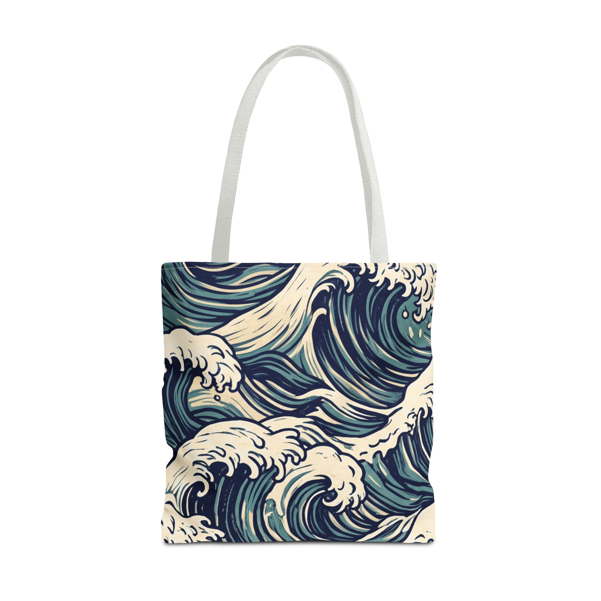 Woodcut Waves Hawaiian All-Over Tote Bag