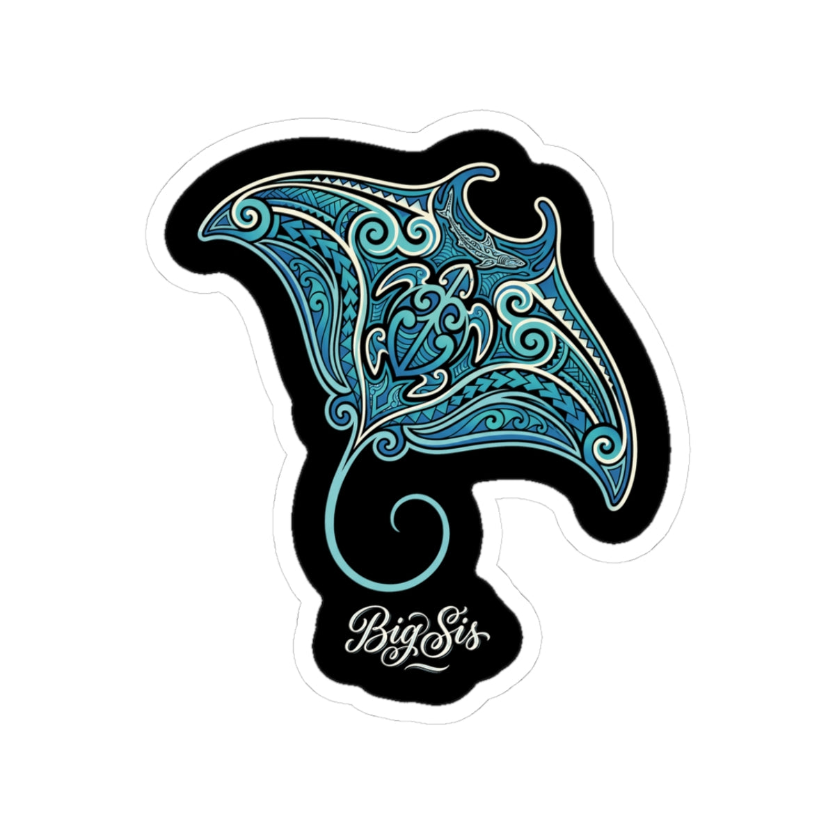 Polynesian Manta Family Big Sis Sticker