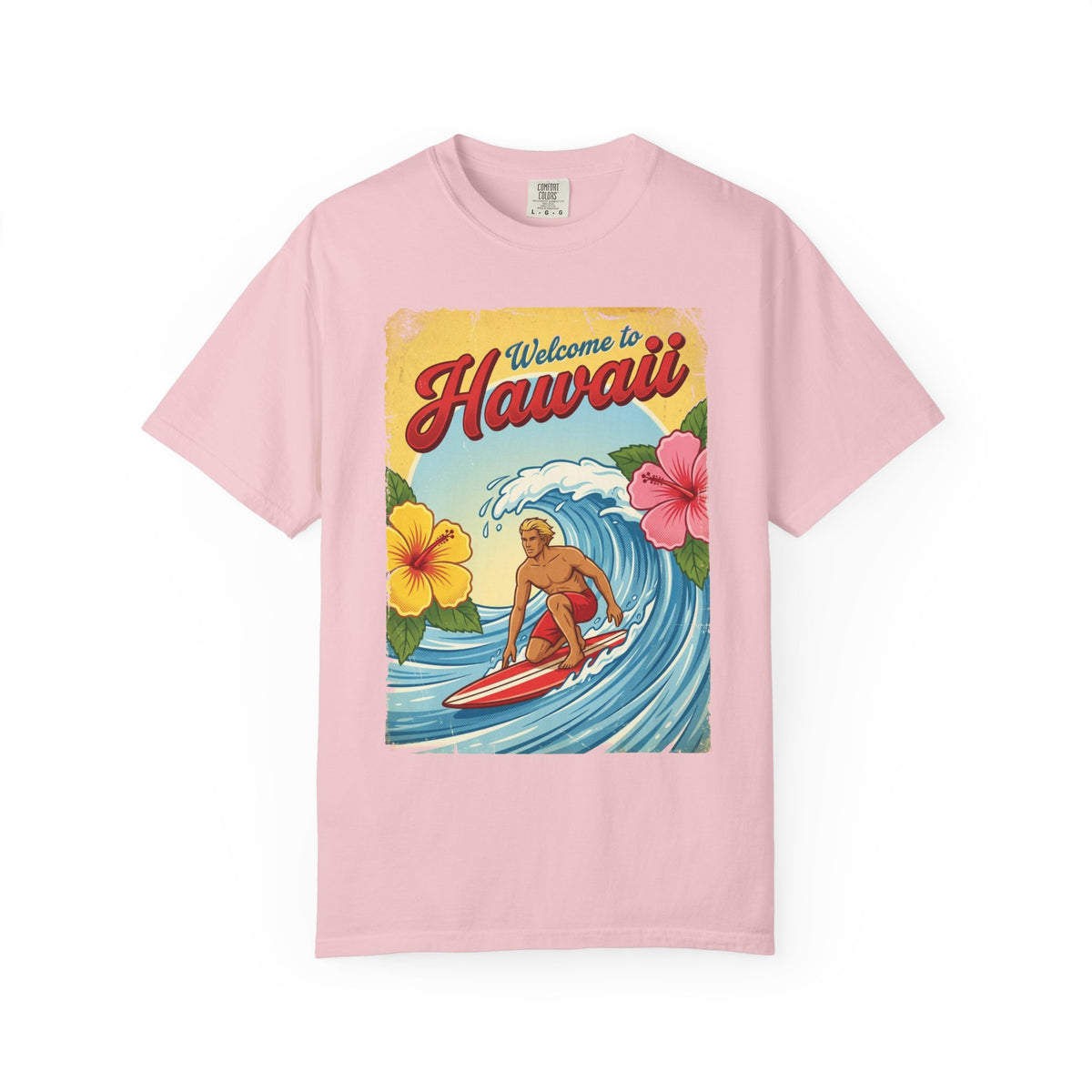 Welcome to Hawaii Vintage Surfer Travel Poster T-Shirt